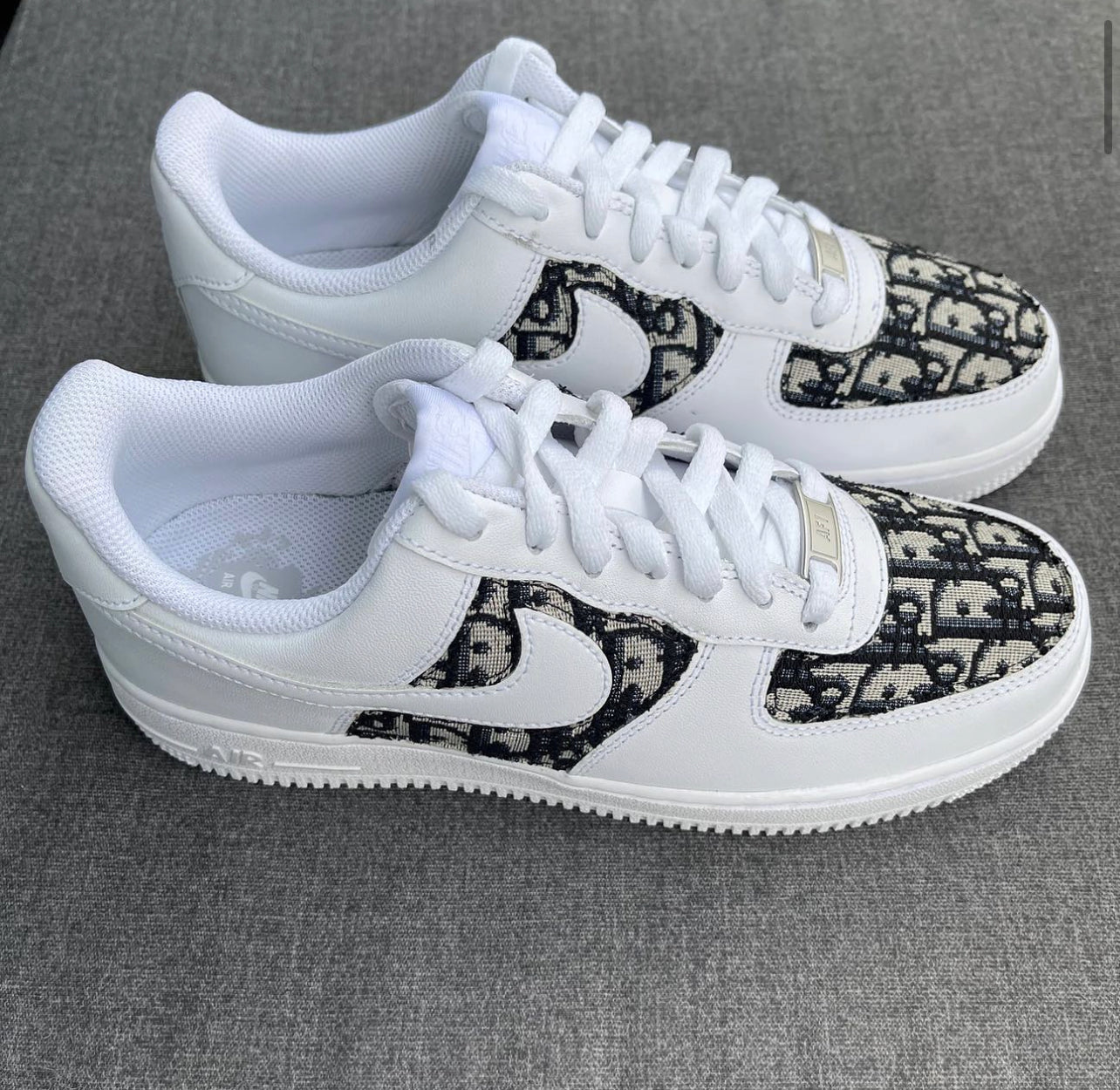 White AF1 Adult x CD Dark Blue Fabric