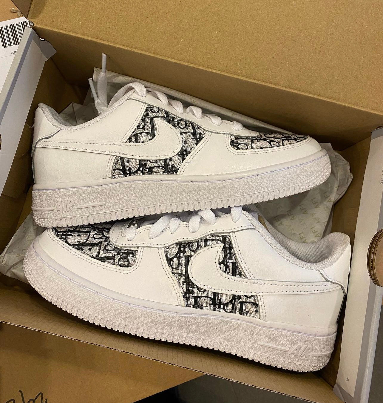 White AF1 Adult x CD Black Fabric