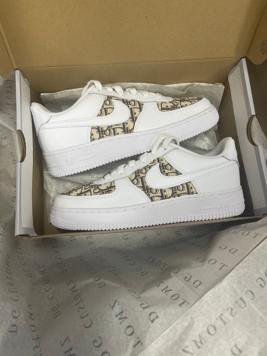 White AF1 Adult x CD Beige Fabric