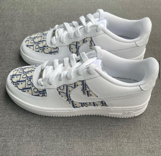 White AF1 Adult x CD Blue Fabric