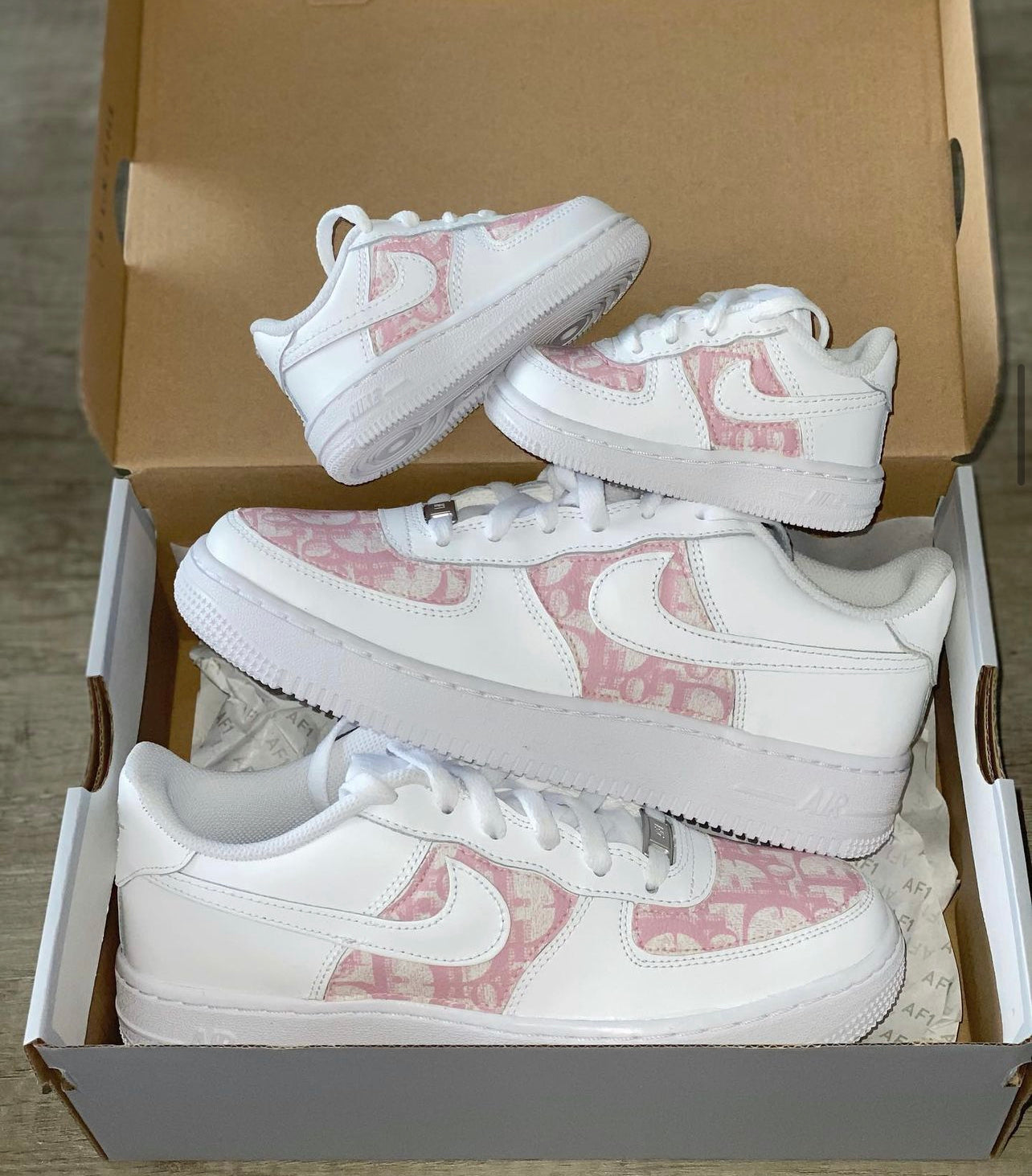 White AF1 Adult x CD Pink Fabric